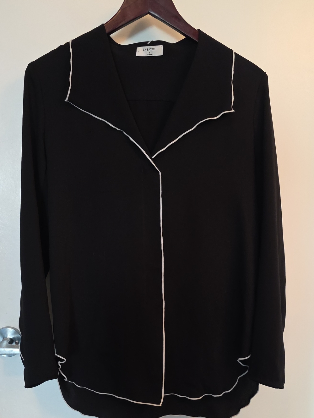 Babaton Rena Black Shirt with White Piping